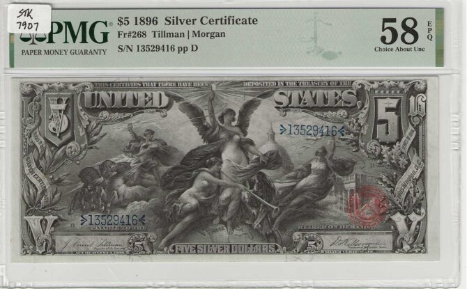 FR. 0268 - $5 Silver Certificate 1896 PMG 58EPQ