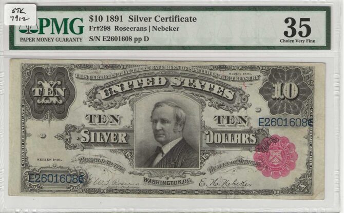 FR. 0298 - 1891 $10 Silver Certificate PMG 35 | Rare Coins