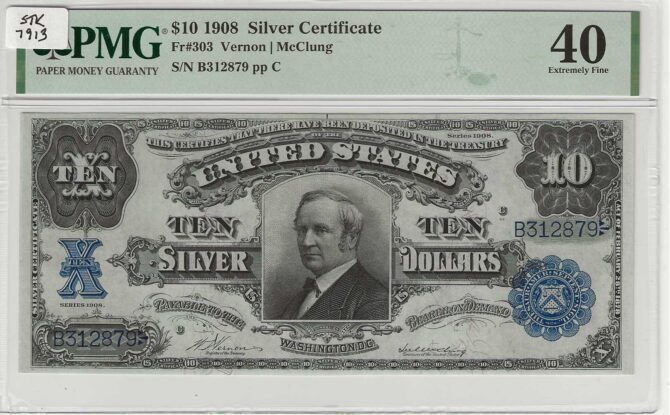 FR. 0303 - 1891 $10 Silver Certificate PMG 40