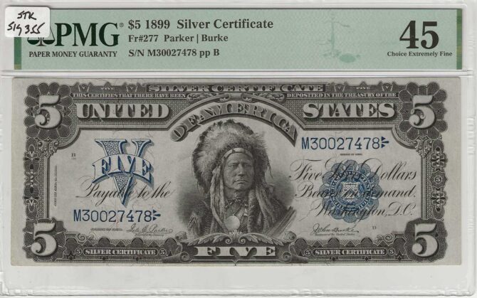 FR. 0277 - 1899 $5 Silver Certificate PMG 45: Rare Find