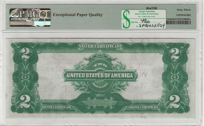 FR. 0255- 1899 $2 Silver Certificate PMG 65EPQ