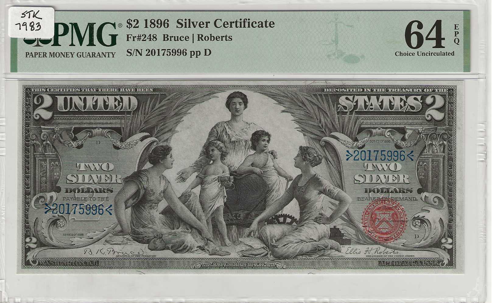 FR. 0248 - 1896 $2 Silver Certificate PMG 64EPQ