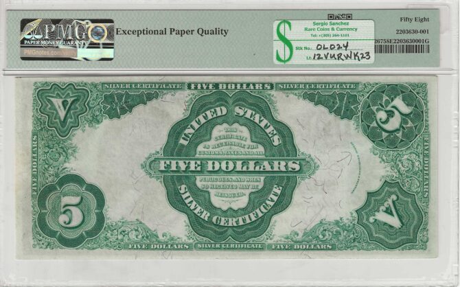 FR. 0267 - 1891 $5 Silver Certificate PMG 58EPQ - Image 2