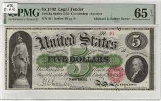 Fr. 61a $5 1862 Legal Tender PMG 65EPQ - GCU