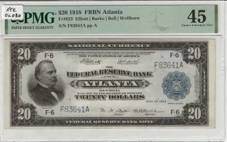 FR. 0823 – 1915 $10 Federal Reserve Bank Note Atlanta PMG 45