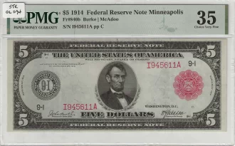 FR. 0840b – 1914RS $5 Federal Reserve Note Minneapolis PMG 35