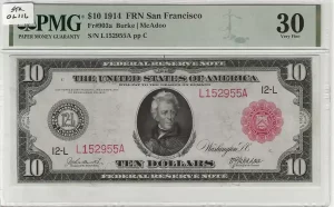 FR. 0903a – 1914RS $10 Federal Reserve Note San Francisco PMG 30