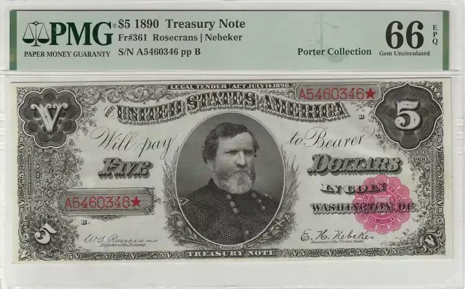 FR. 0361 - 1890 $5 Treasury Note PMG