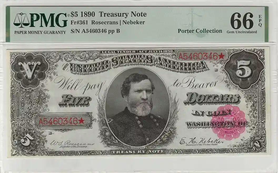 FR. 0361 - 1890 $5 Treasury Note PMG