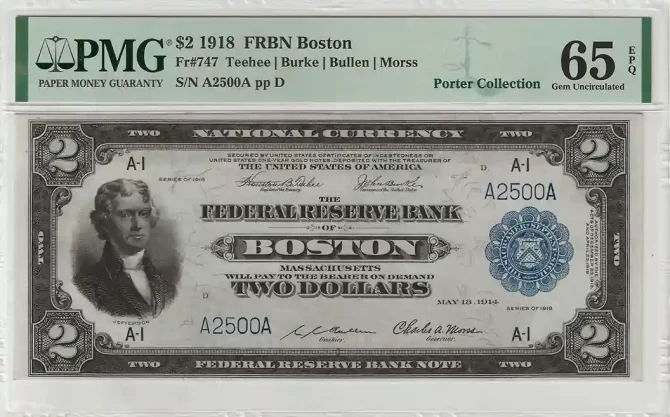 FR. 0747 1918 $2 Federal Reserve Bank Note