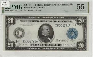 FR. 0998 – 1914 $20 Federal Reserve Note Minneapolis PMG 55