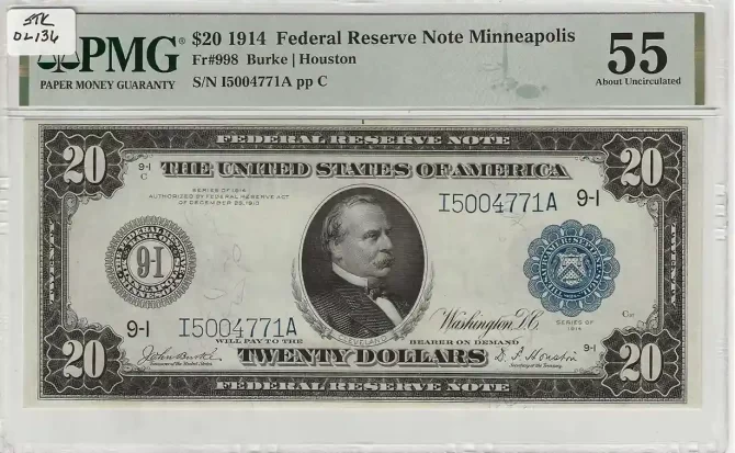 FR. 0998 – 1914 $20 Federal Reserve Note Minneapolis PMG 55