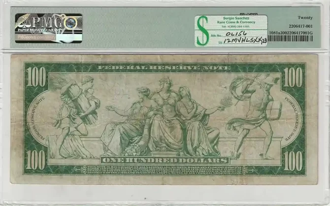 FR. 01081a – 1914RS $100 Federal Reserve Note Kansas City PMG 20