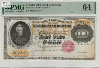 FR. 01225h – 1900 $10,000 Gold Certificate PMG 64