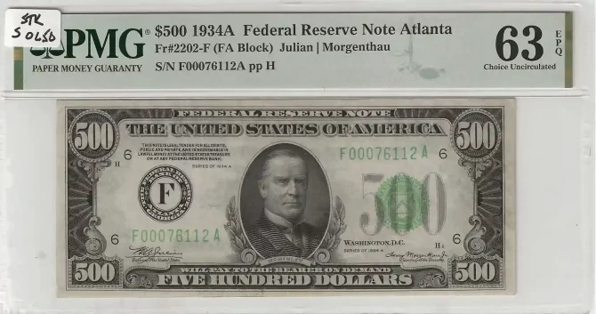 1934A $500 Federal Reserve Note - Atlanta | PMG Certified