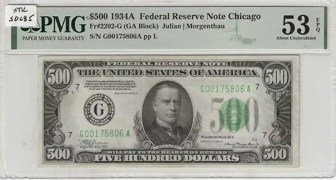 1934A $500 Federal Reserve Note Chicago PMG