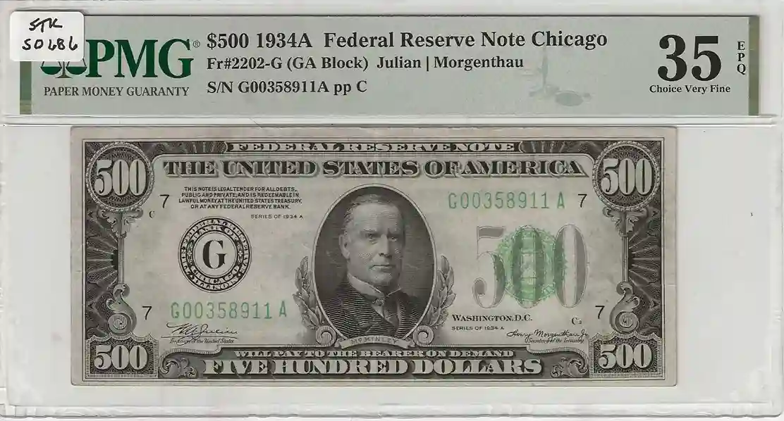 1934A $500 Federal Reserve Note Chicago PMG