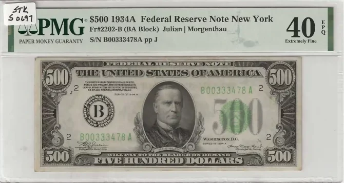 1934A $500 Federal Reserve Note New York