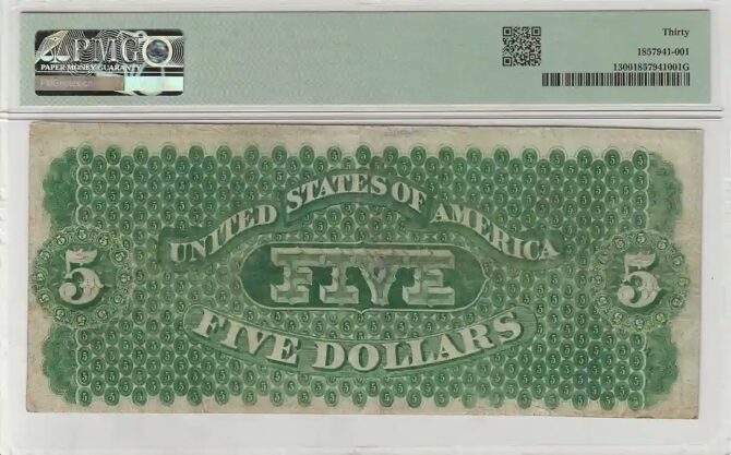 FR. 01 - 1861 $5 Demand Note New York PMG - Image 2