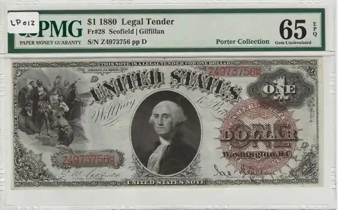 1880 $1 Legal Tender Note PMG 65 – Graded Coin Collectible