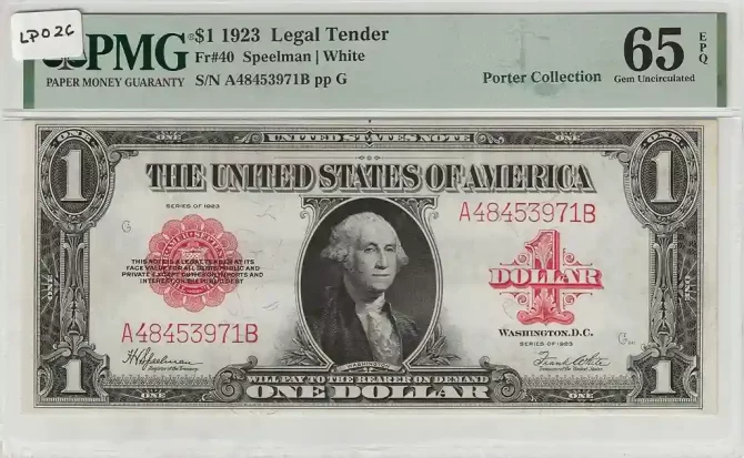 1923 $1 Legal Tender PMG 65