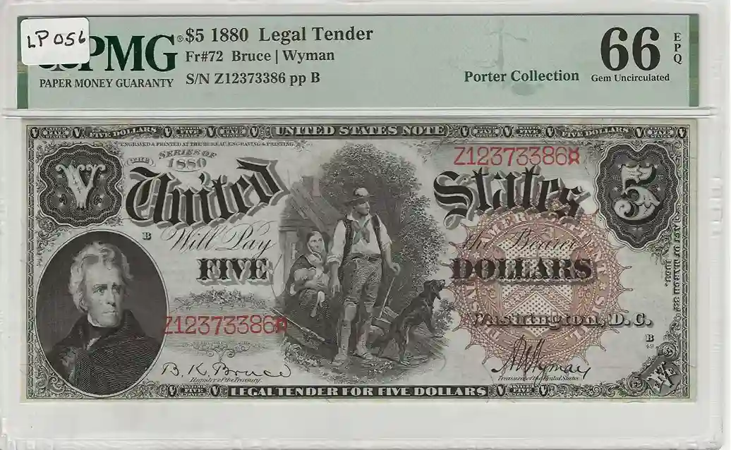 FR. 72 1880 $5 Legal Tender PMG 66 EPQ - Rare Collectible Note