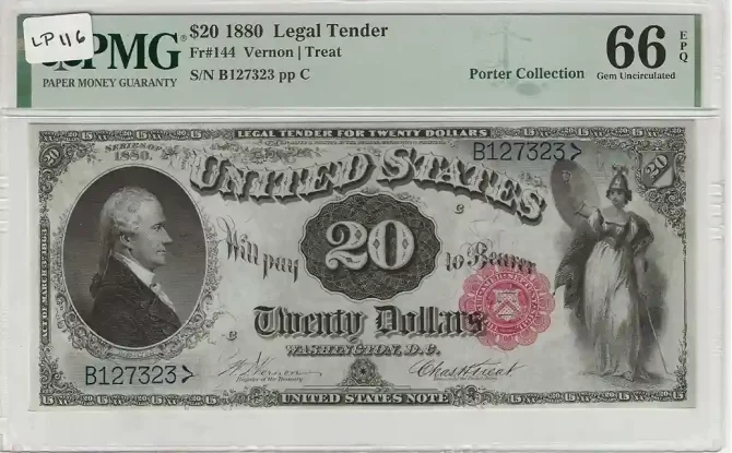 1880 $20 Legal Tender Note PMG 66 EPQ