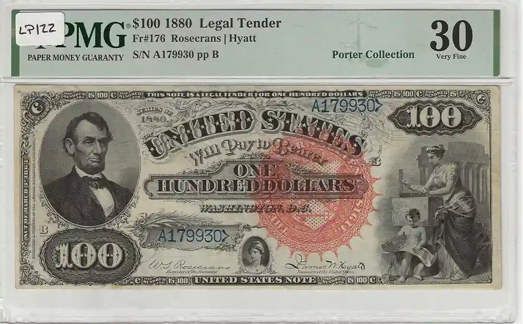 1880 $100 Legal Tender PMG 30