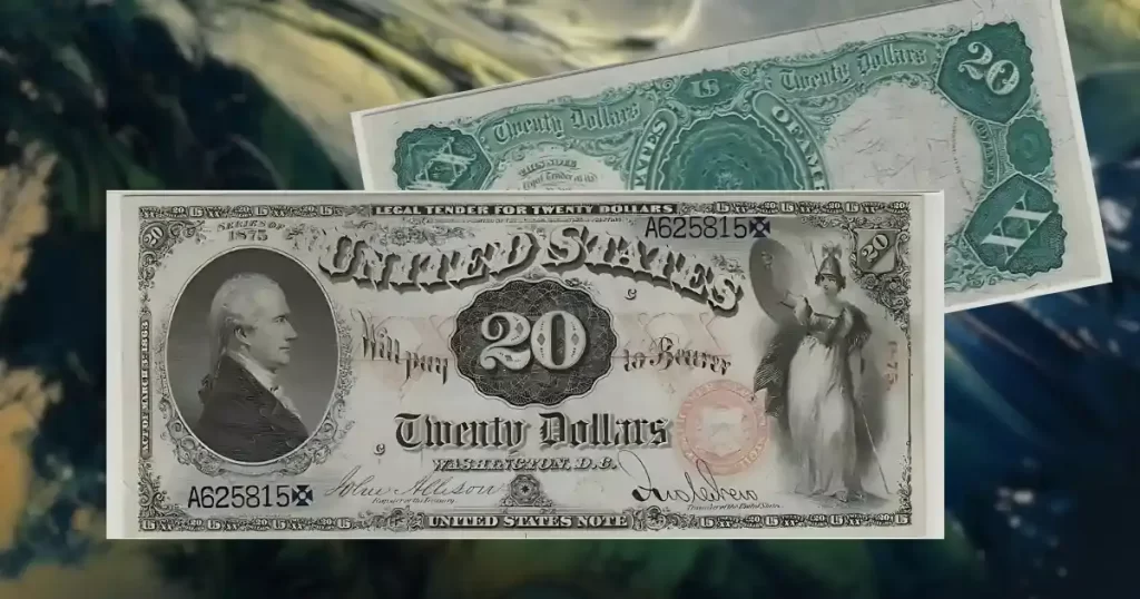 7. 1875 $20 Legal Tender: