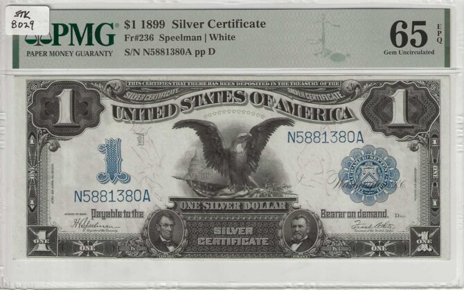 FR. 236 - 1899 $1 Silver Certificate PMG 65EPQ- GCU