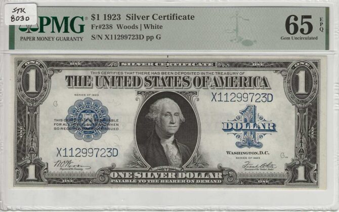 FR. 238 - 1923 $1 Silver Certificate PMG 65EPQ- GCU