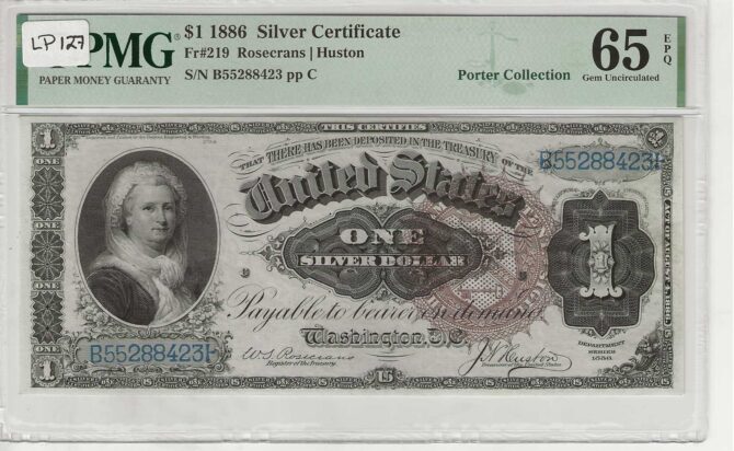 FR. 219 - 1886 $1 Silver Certificate PMG 65EPQ - GEM