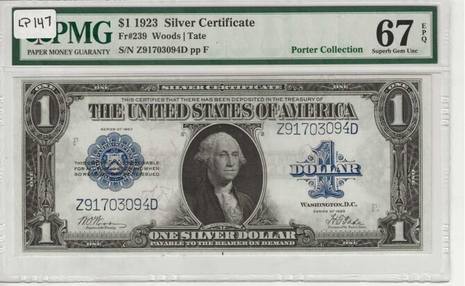 FR. 239 - 1923 $1 Silver Certificate PMG 67EPQ - SGCU