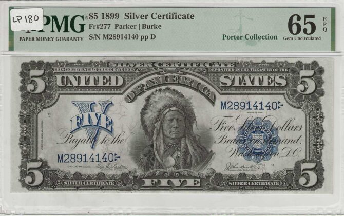 FR. 277 $5 Silver Certificate 1899 PMG 65EPQ