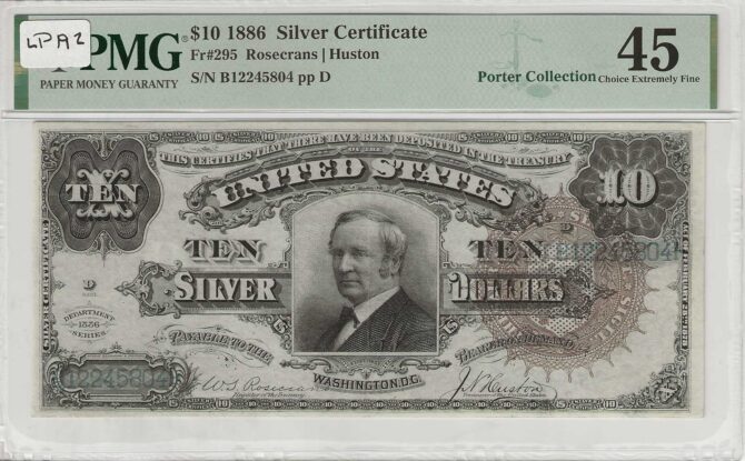 FR. 295 - 1886 $10 Silver Certificate PMG 45