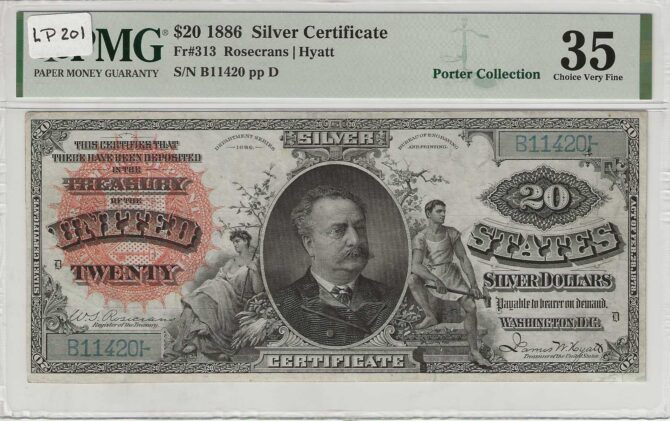 FR. 0313 - 1886 $20 Silver Certificate PMG 35