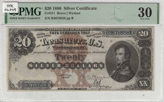 FR. 311 - 1880 $20 Silver Certificate PMG 30